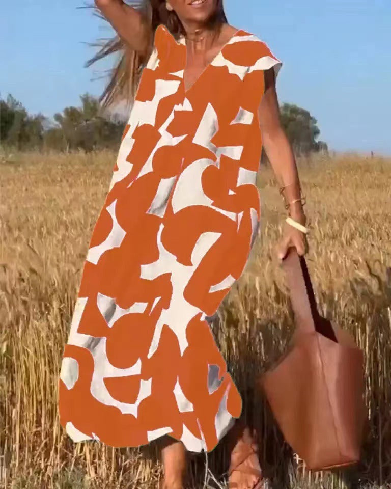 Robe Élégante – Décolleté V & Fluidité Bohème✨
