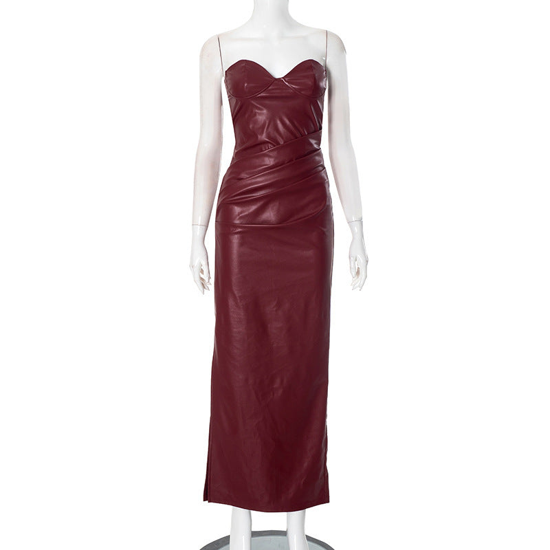 Robe Longue Cuir – Glam Nocturne & Attitude Fatale🖤
