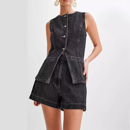 Ensemble Denim – Énergie Urbaine & Liberté Sans Manches💙