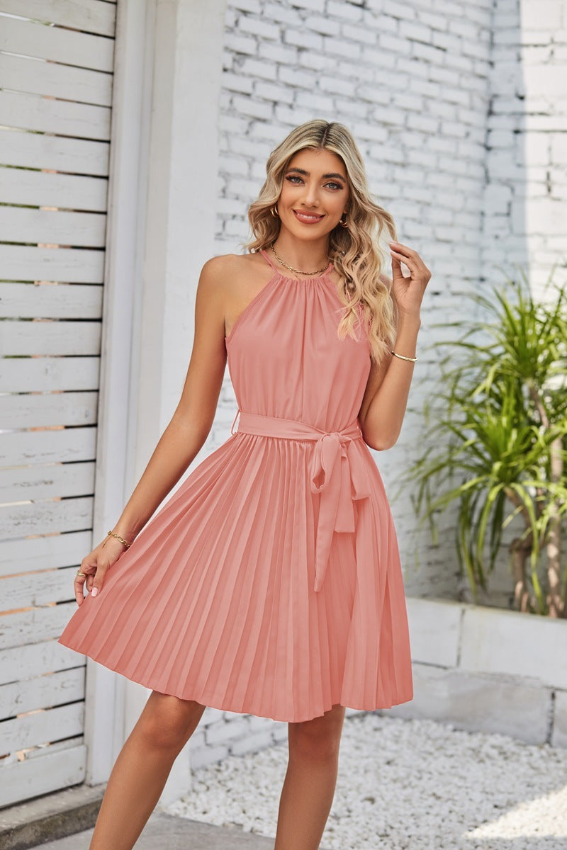 Robe Plissée – Éclat Nocturne & Lien Élégant🌺