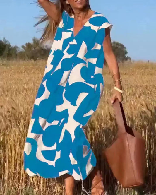 Robe Élégante – Décolleté V & Fluidité Bohème✨