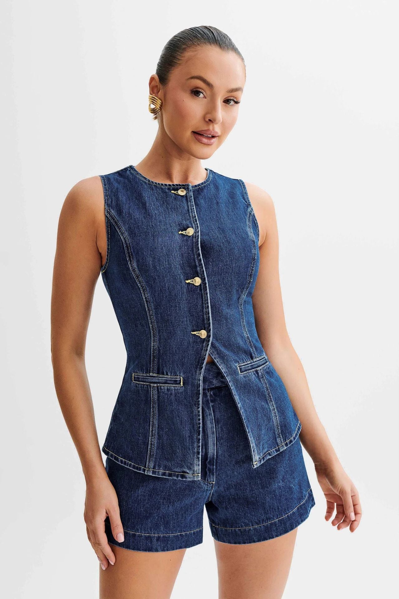 Ensemble Denim – Énergie Urbaine & Liberté Sans Manches💙
