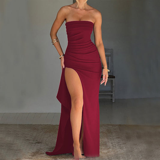 Robe Bustier – Fente Élégante & Été Enchanté🖤