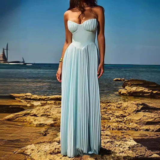 Robe Bustier – Plissé Sublime & Allure Captivante💙