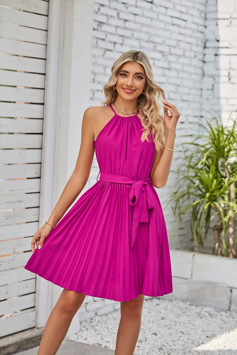 Robe Plissée – Éclat Nocturne & Lien Élégant🌺