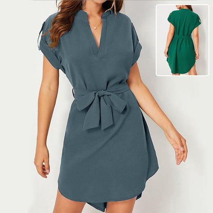 Robe Ceinturée – Vagues d’Été & Nœud de Charme 🌊