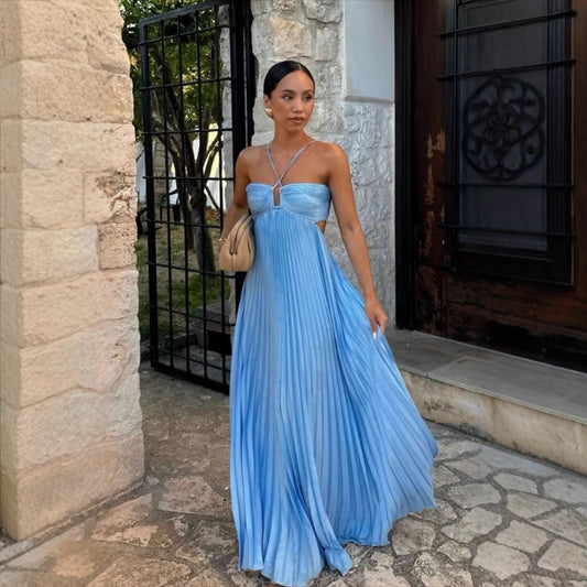 Robe Plissée – Soirées Étoilées & Liberté Sans Manches ✨