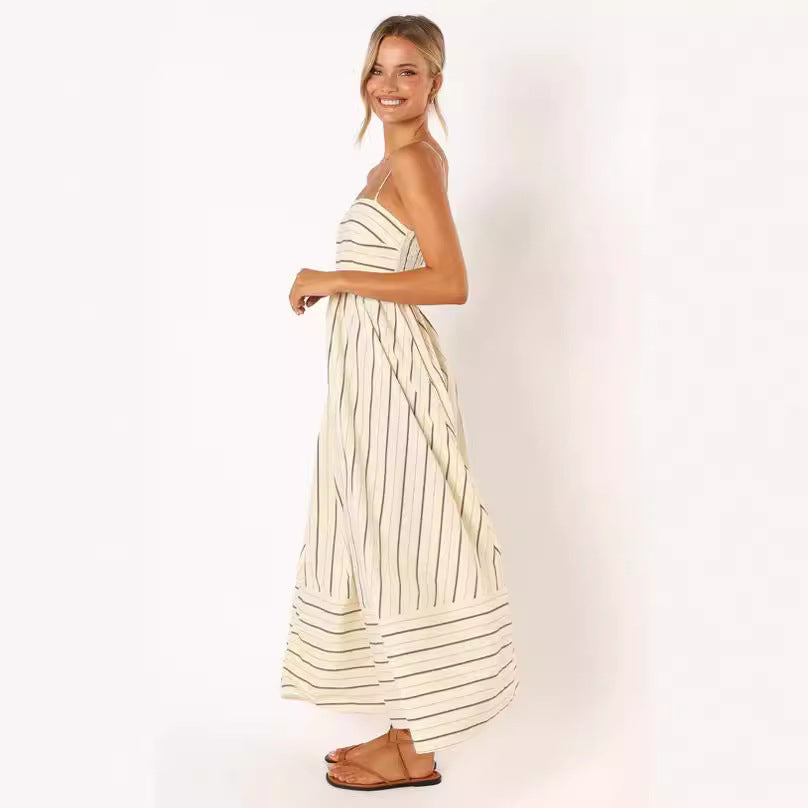 Robe Rayée – Bretelles Fines & Été Sans Effort🌊