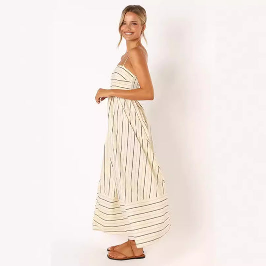 Robe Rayée – Bretelles Fines & Été Sans Effort🌊
