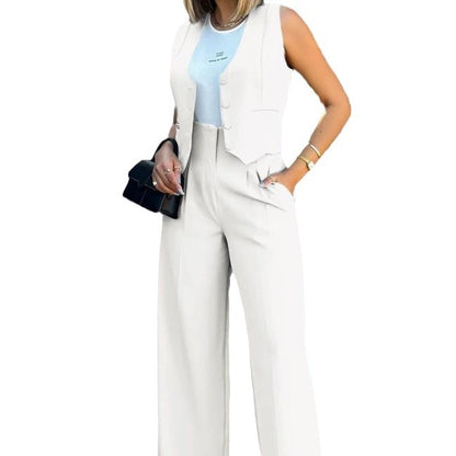 Ensemble City Chic – Veste Sans Manches & Pantalon Large Libre ⭐