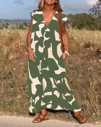 Robe Élégante – Décolleté V & Fluidité Bohème✨