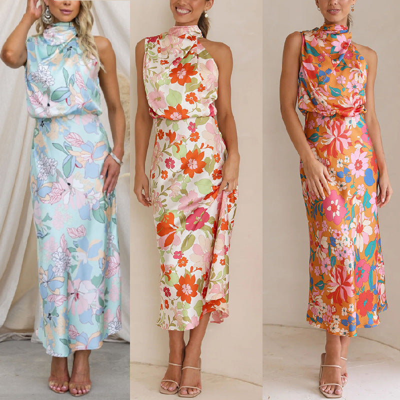 Robe Satinée – Bretelles Fines & Reflets de Nuit⭐