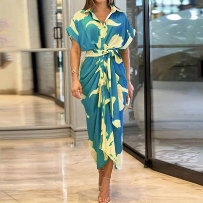 Robe Taille Haute – Motifs Solaires & Douceur Citadine💛