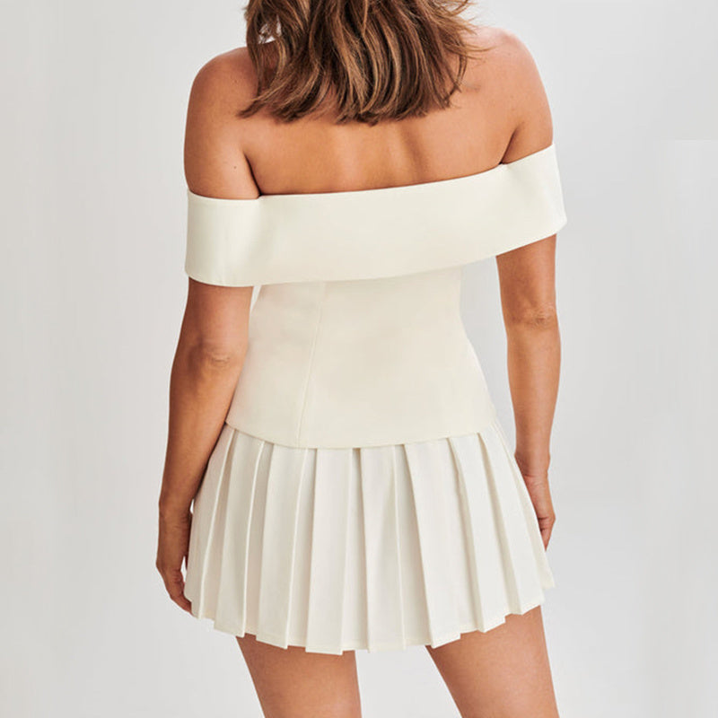 Ensemble Élégant – Off-Shoulder & Plis Poétiques🌬️
