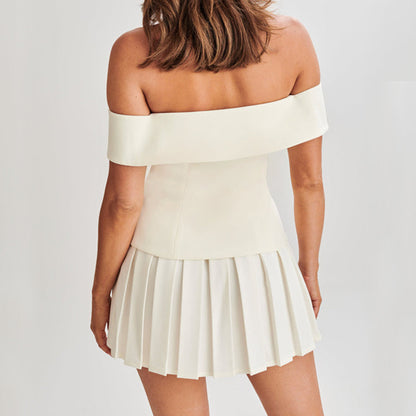 Ensemble Élégant – Off-Shoulder & Plis Poétiques🌬️