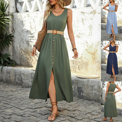 Robe Longue Fendue – Éclat Solaire & Esprit Plage ️✨