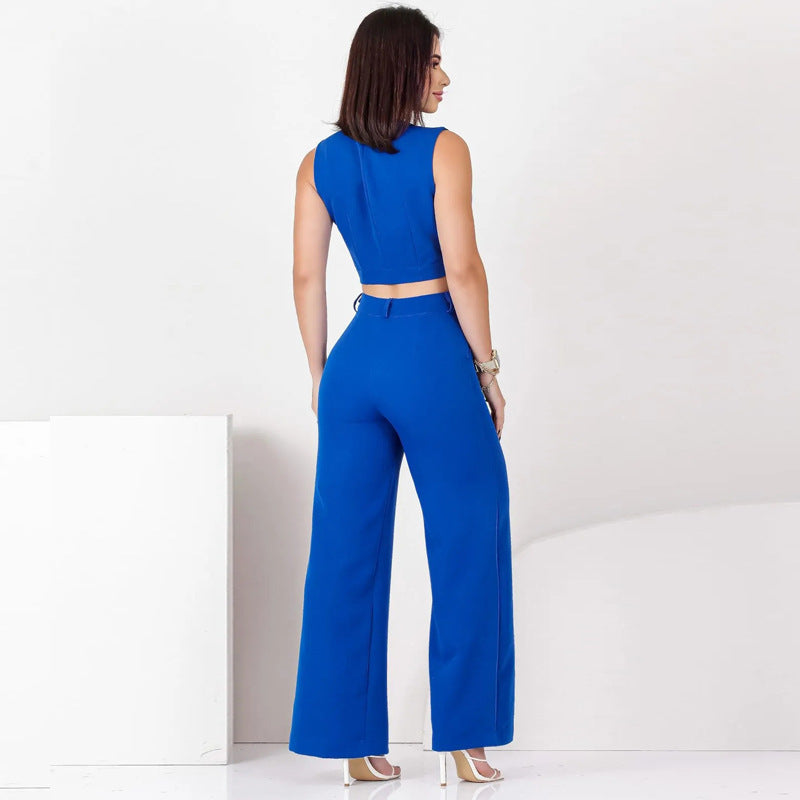 Ensemble Slim – Top Sans Manches & Pantalon Ajusté Chic🌼