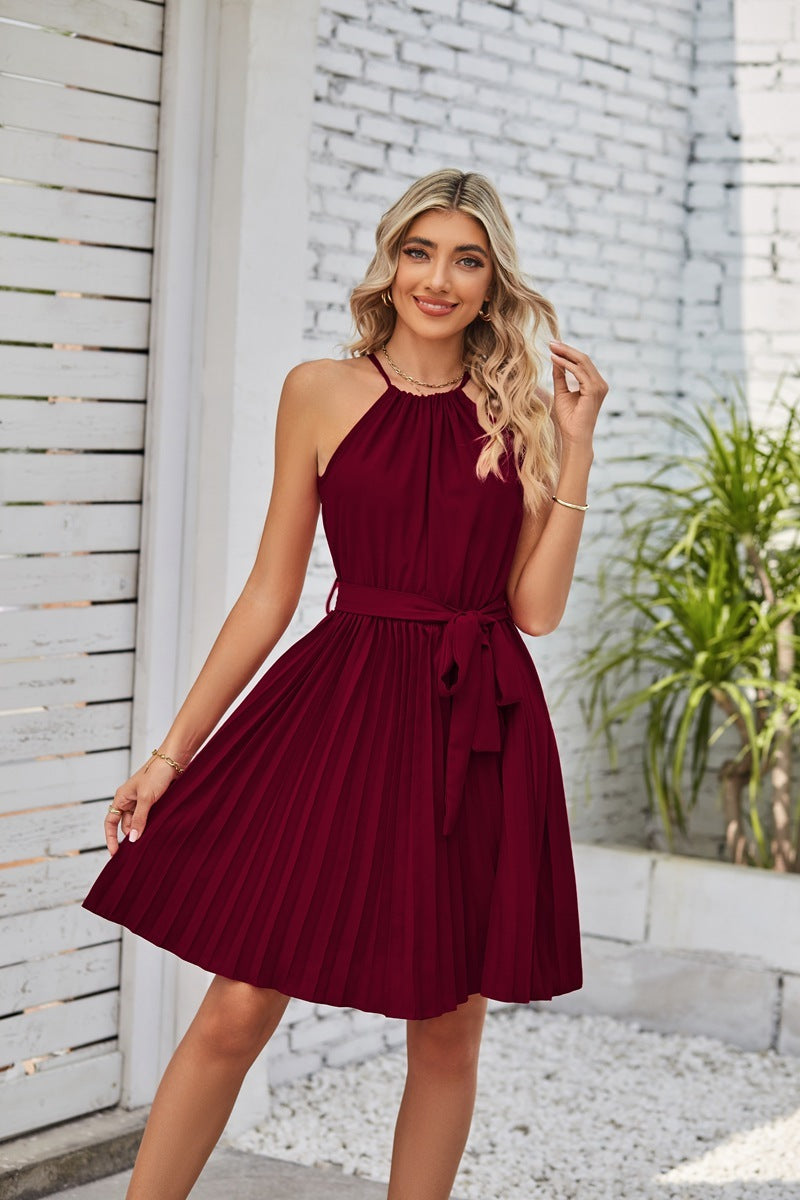 Robe Plissée – Éclat Nocturne & Lien Élégant🌺