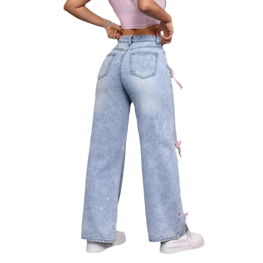 Jean Large – Nœud Bohème & Vibes Décontractées👖