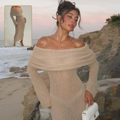 Robe Épaules Nues – Maille Sexy & Escapade Bohème🔥