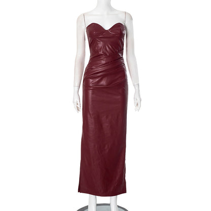 Robe Longue Cuir – Glam Nocturne & Attitude Fatale🖤