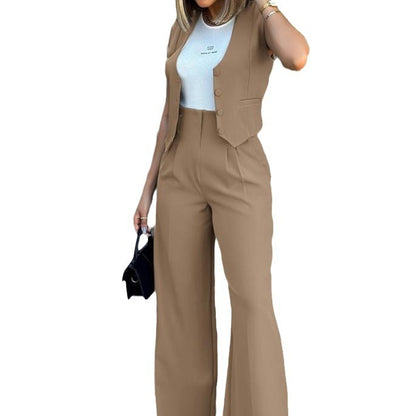 Ensemble City Chic – Veste Sans Manches & Pantalon Large Libre ⭐
