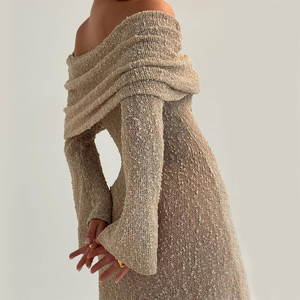 Robe Épaules Nues – Maille Sexy & Escapade Bohème🔥