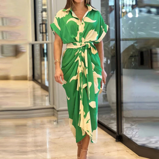 Robe Taille Haute – Motifs Solaires & Douceur Citadine💛