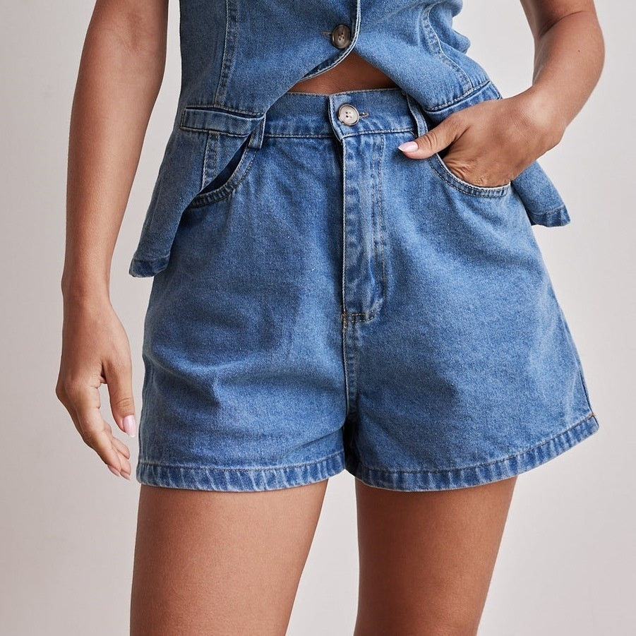 Ensemble Denim – Énergie Urbaine & Liberté Sans Manches💙