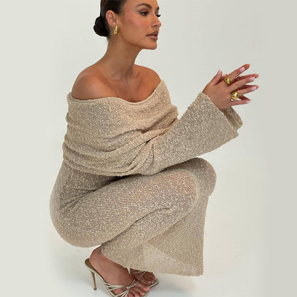 Robe Épaules Nues – Maille Sexy & Escapade Bohème🔥