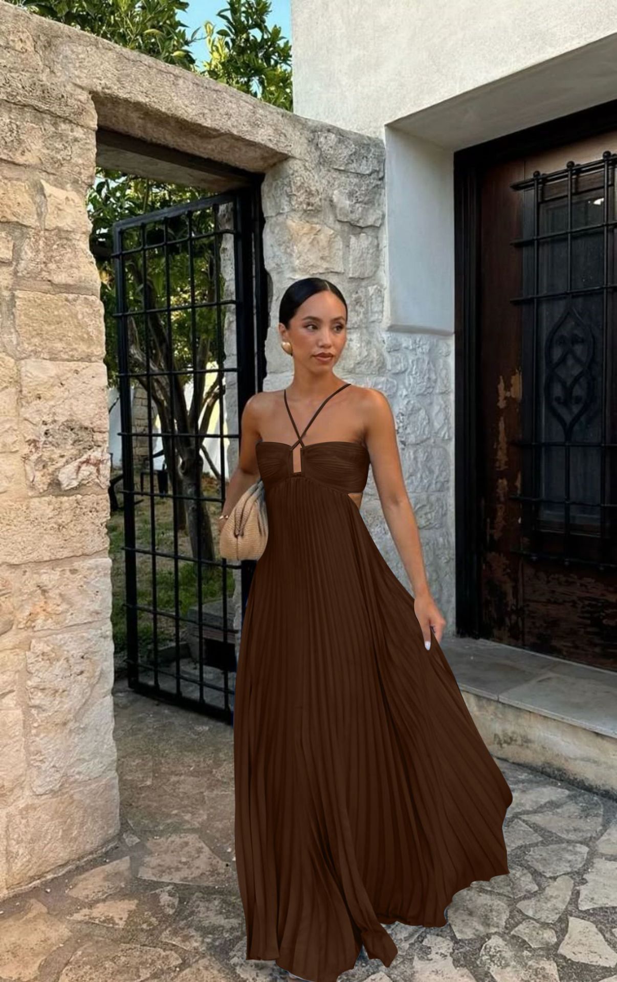 Robe Plissée – Soirées Étoilées & Liberté Sans Manches ✨