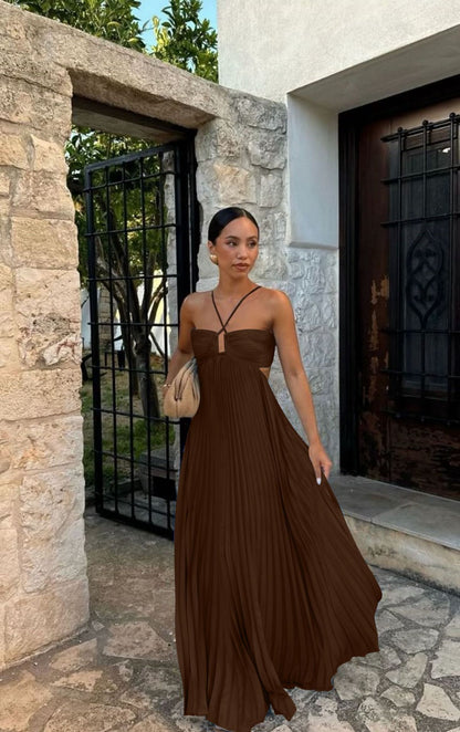 Robe Plissée – Soirées Étoilées & Liberté Sans Manches ✨