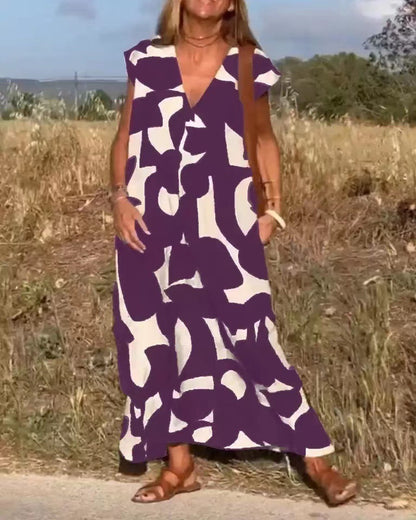 Robe Élégante – Décolleté V & Fluidité Bohème✨