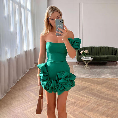 Robe Une Épaule – Fleurs en Bourgeon & Soirées Étincelantes 🌙