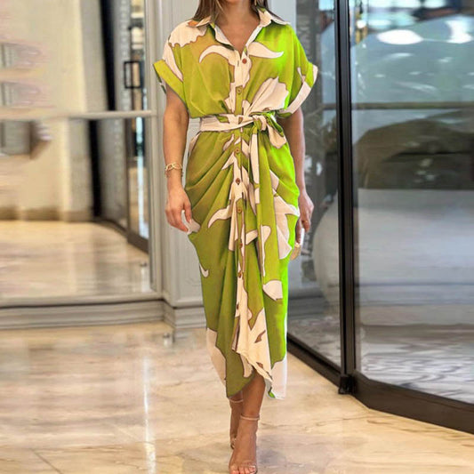 Robe Taille Haute – Motifs Solaires & Douceur Citadine💛