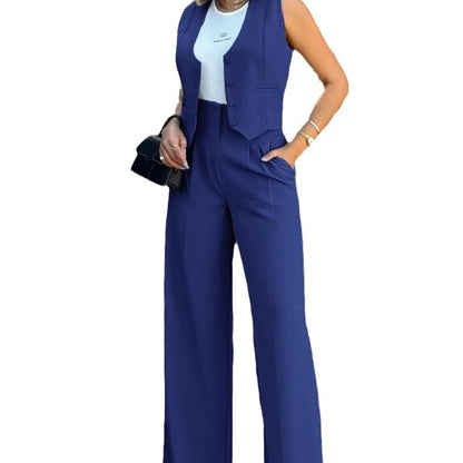 Ensemble City Chic – Veste Sans Manches & Pantalon Large Libre ⭐