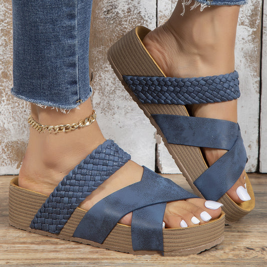 Sandales Tressées – Élégance Décontractée & Pas d’Été Bleu💙
