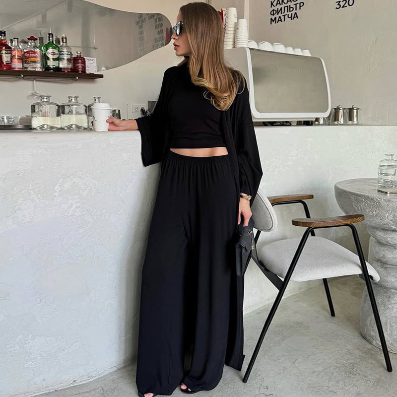 Ensemble Chic – Cardigan Long & Pantalon Taille Haute Élégance Urbain 🍂