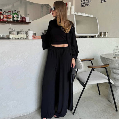 Ensemble Chic – Cardigan Long & Pantalon Taille Haute Élégance Urbain 🍂