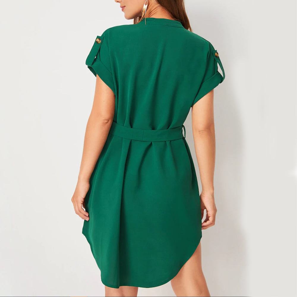 Robe Ceinturée – Vagues d’Été & Nœud de Charme 🌊