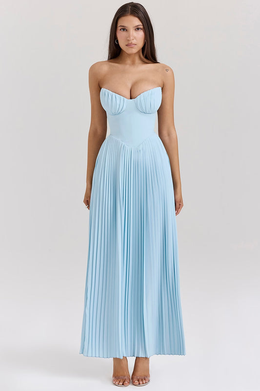 Robe Bustier – Plissé Sublime & Allure Captivante💙