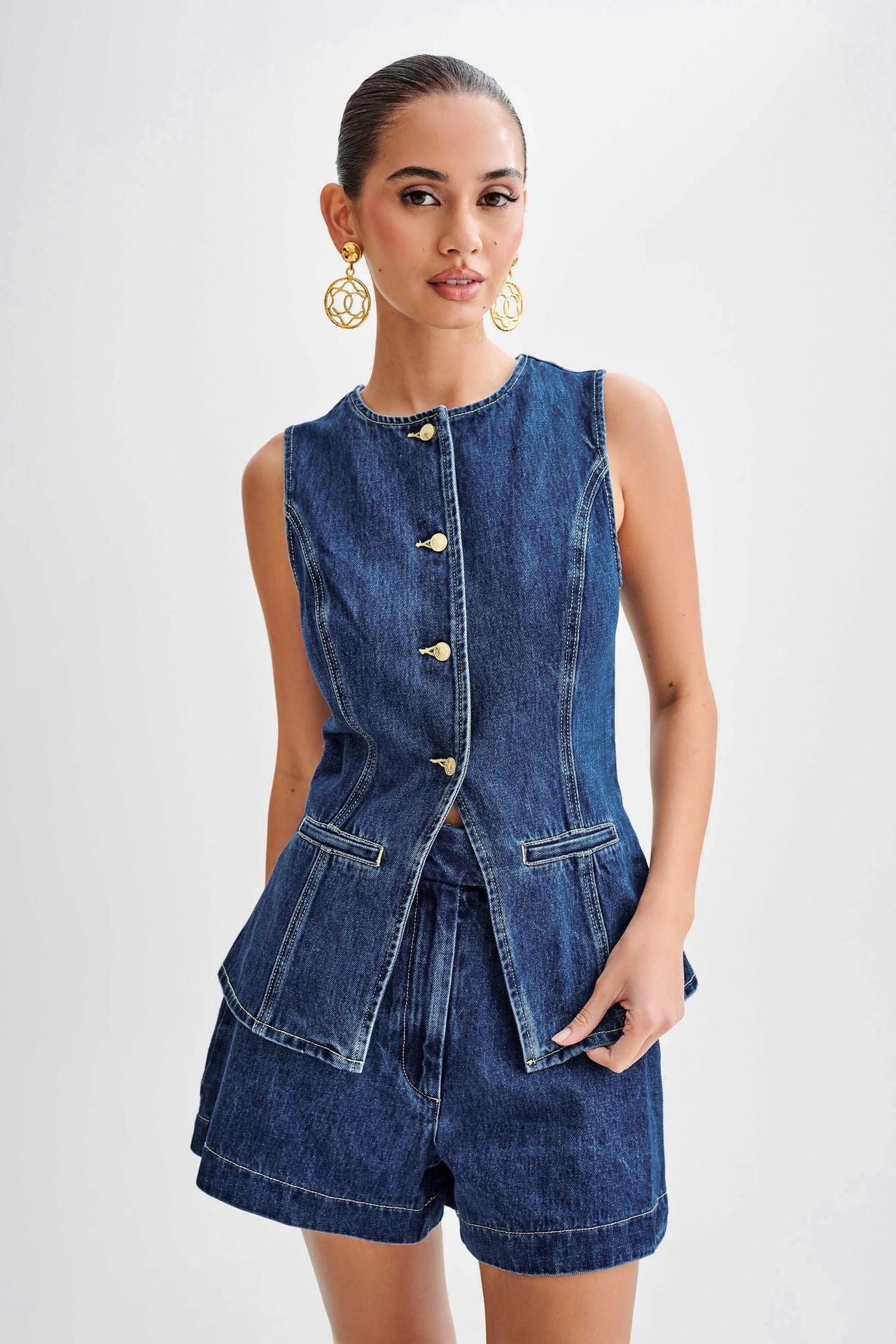 Ensemble Denim – Énergie Urbaine & Liberté Sans Manches💙