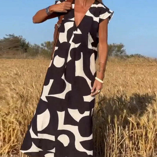 Robe Élégante – Décolleté V & Fluidité Bohème✨