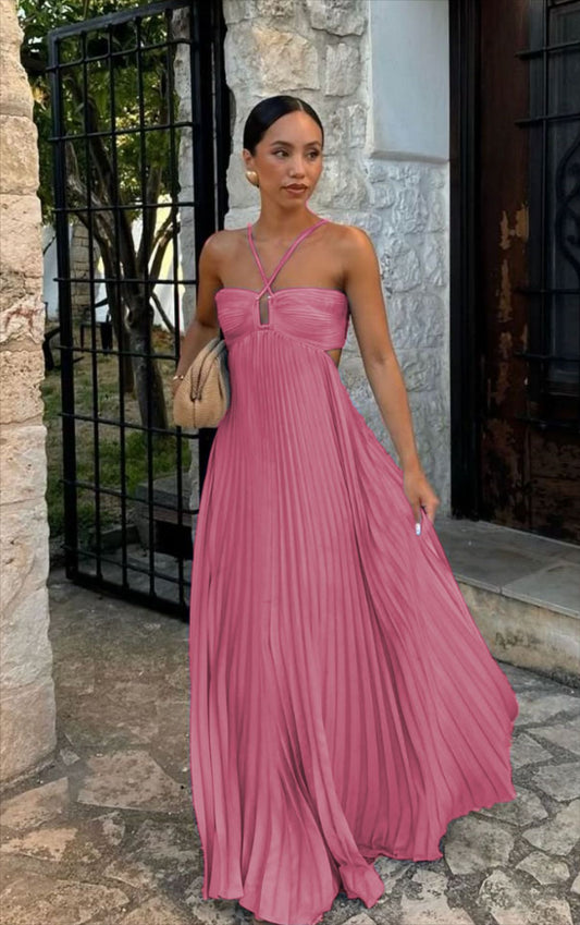 Robe Plissée – Soirées Étoilées & Liberté Sans Manches ✨